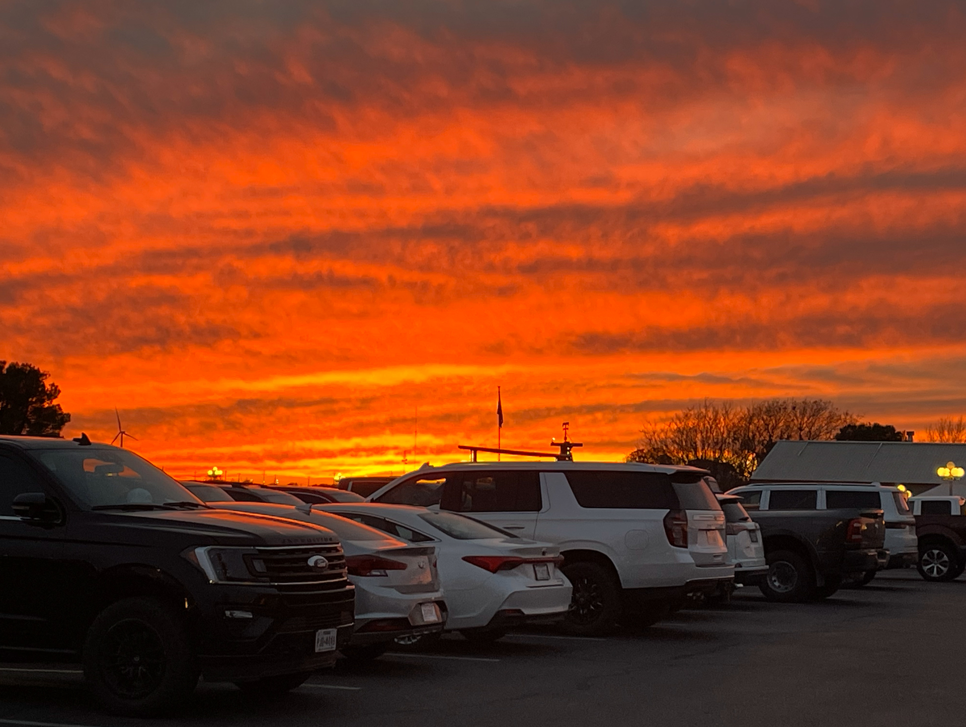 Sunset over Cagle Steaks in Lubbock, Texas