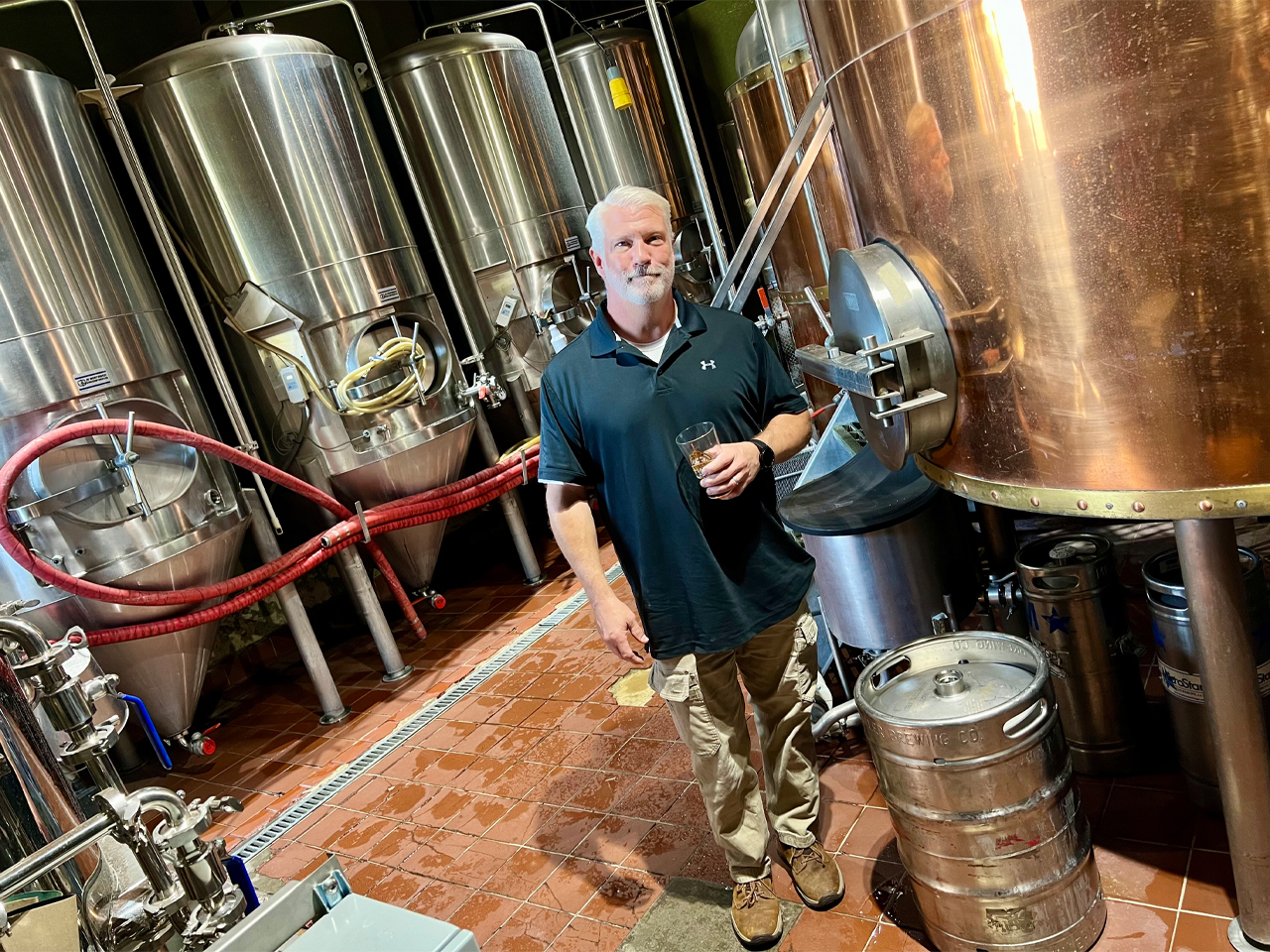 Mike Sipowicz in the brew room at Triple J Chophouse & Brew Co. in Lubbock, Texas