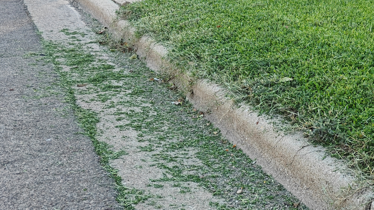 Yard debris on the street in Lubbock, Texas