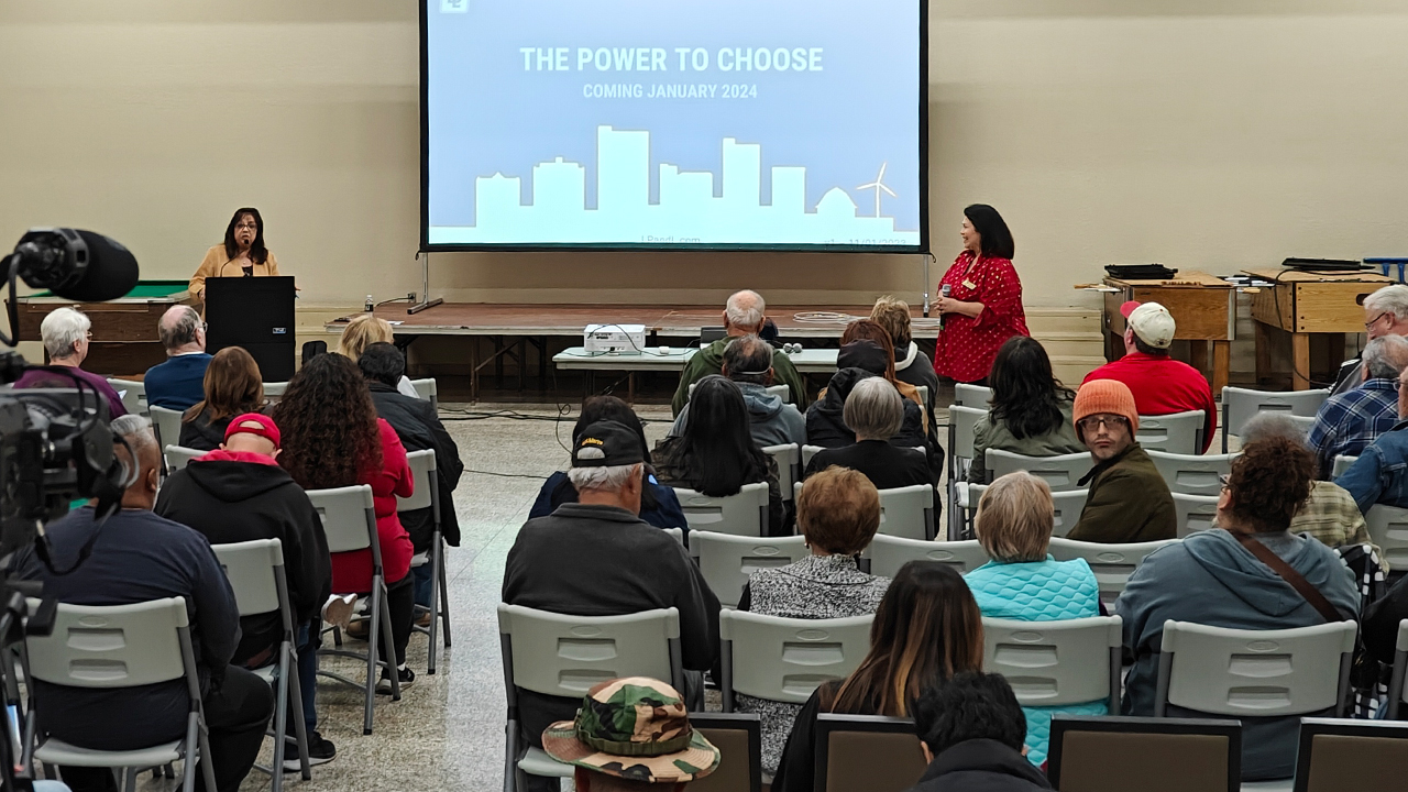 Electric competition town hall meeting in the Maggie Trejo Supercenter