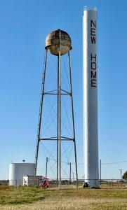 water towers in the West Texas town of New Home