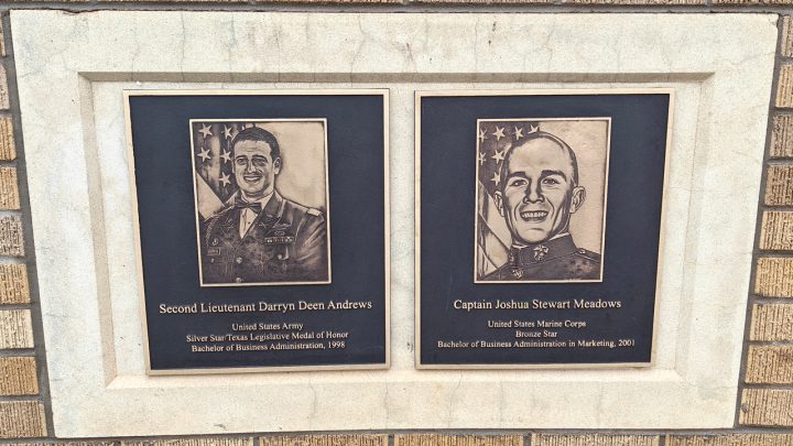 Memorial to Darryn Deen Andrews and Joshua Stewart Meadows at Texas Tech University in Lubbock, Texas