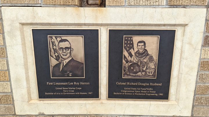 Memorial to Lee Roy Herron and Rick Husband at Texas Tech University in Lubbock, Texas