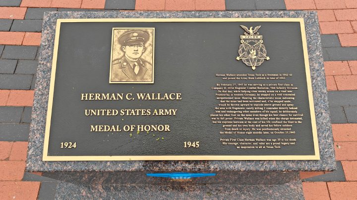 Memorial to Herman C. Wallace at Texas Tech University in Lubbock, Texas