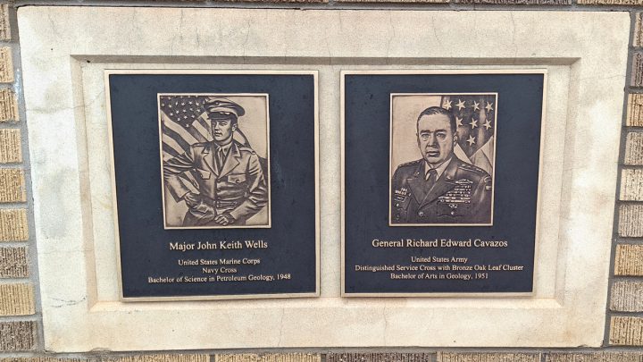 Memorial to John Keith Wells and Richard Edward Cavazos at Texas Tech University in Lubbock, Texas
