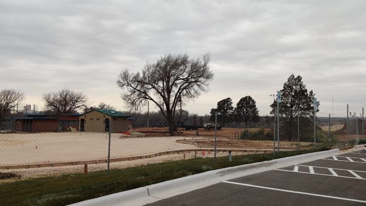 Splash pads under construction in Mae Simmons Park, Lubbock, Texas