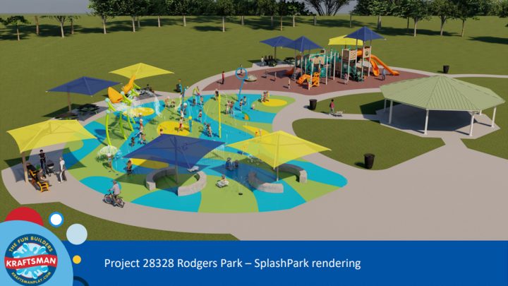 Artist rendering of splash pads, Rodgers Park, Lubbock, Texas