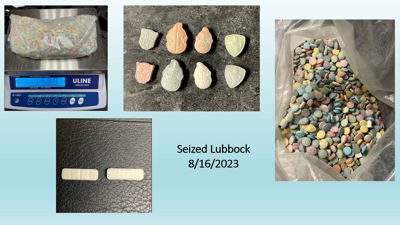 Fentanyl problem in Lubbock, Texas. Pills seized.