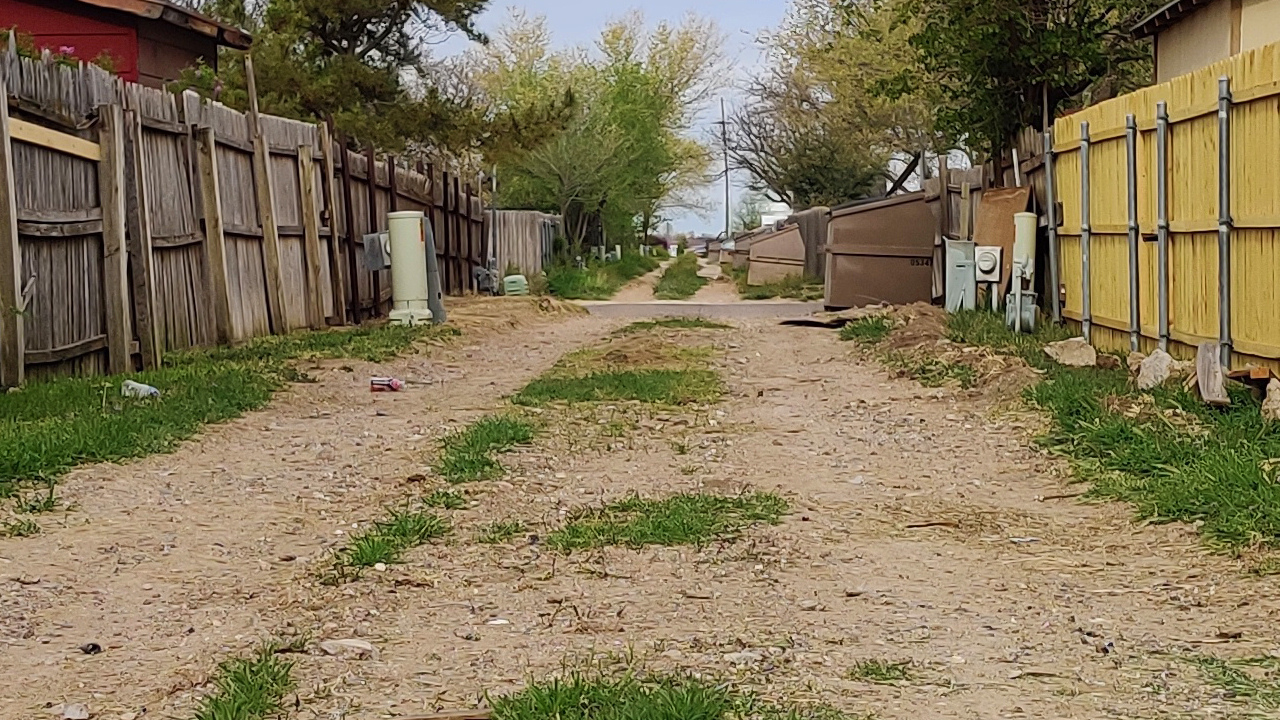 An alley in the West End Neighborhood in Lubbock, Texas.