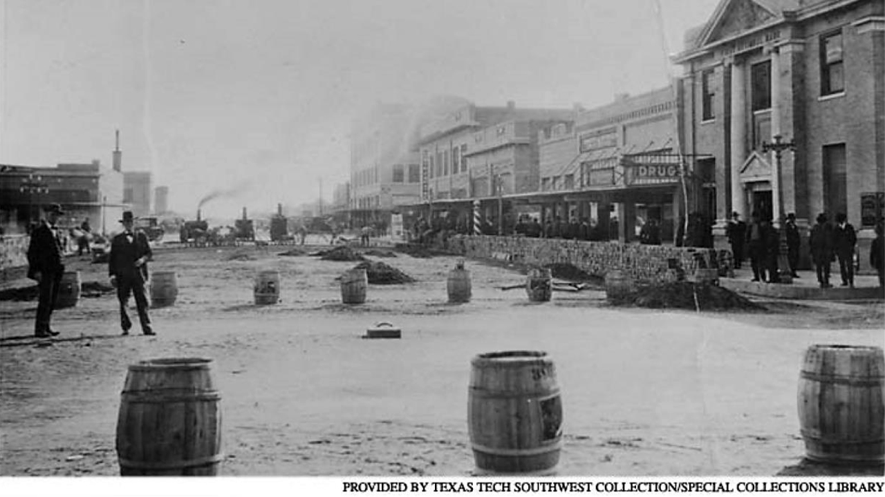 Brick streets in Lubbock, Texas