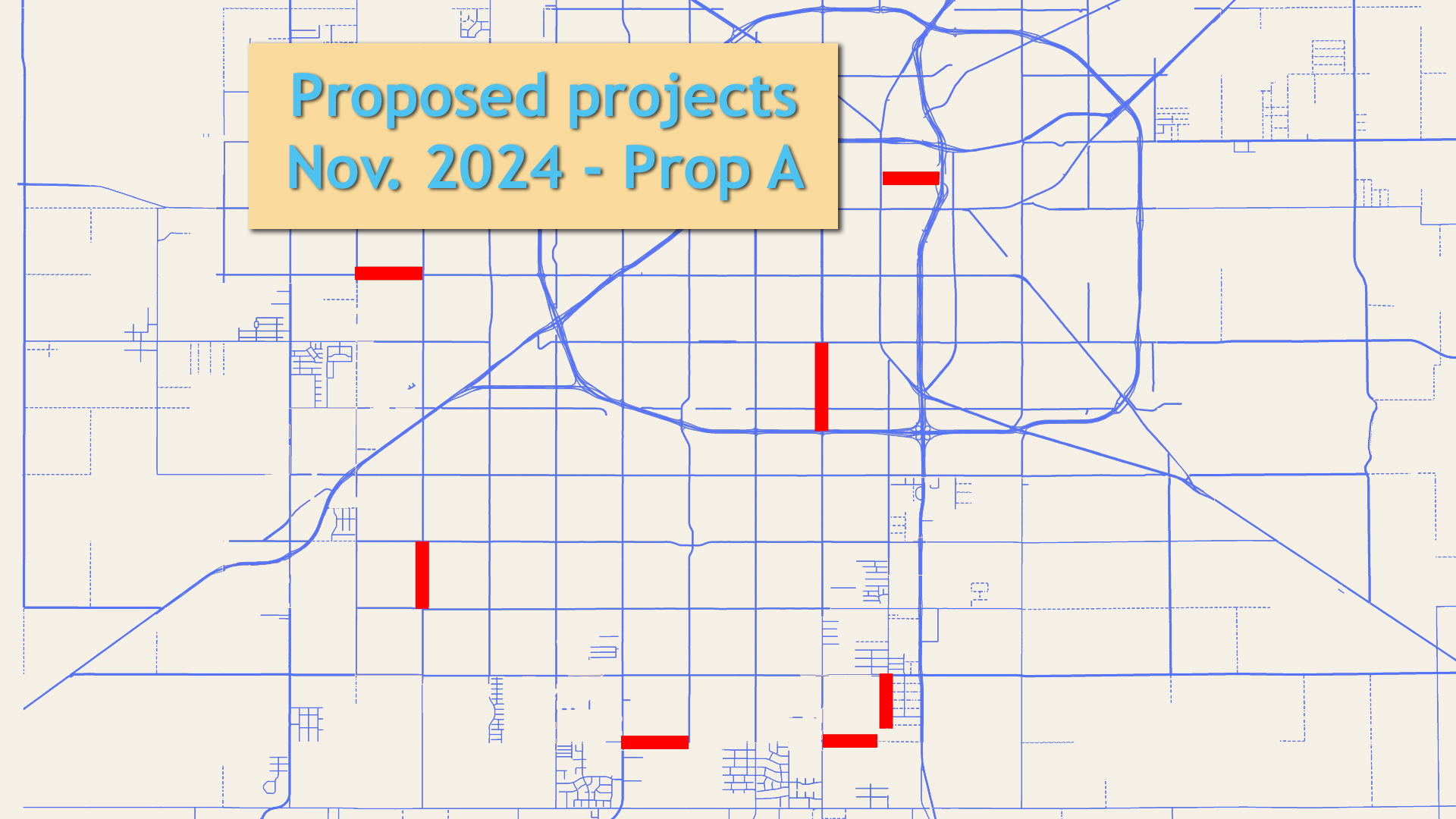 Proposition A, map of projects, November 2024 election 