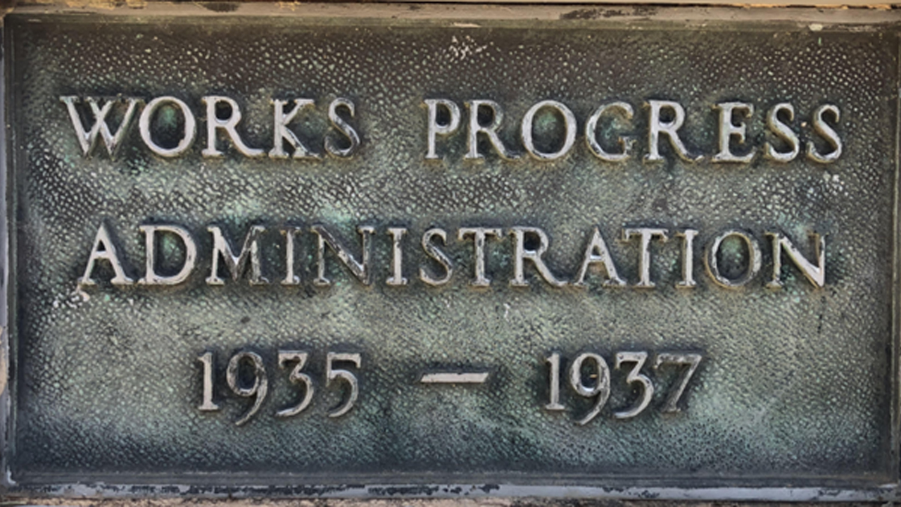 Roosevelt ISD Texas plaque, WPA 1935-1937