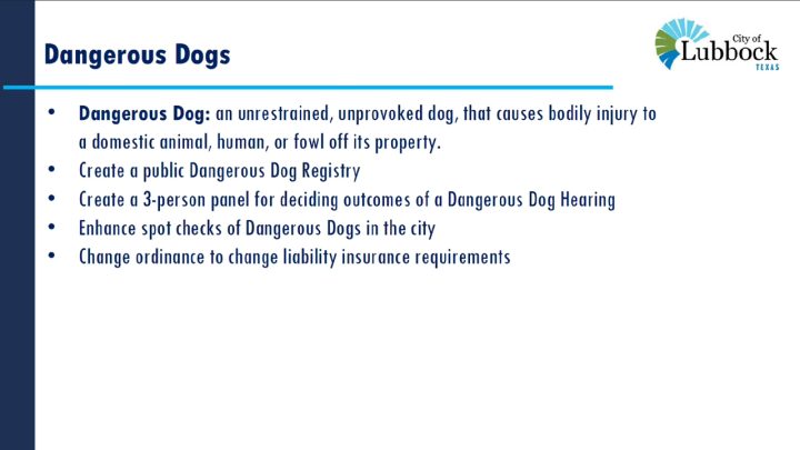 dangerous dog definition, slide show, Lubbock, Texas