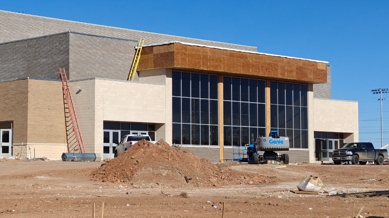 Frenship Memorial High School, construction, in Lubbock, Texas.