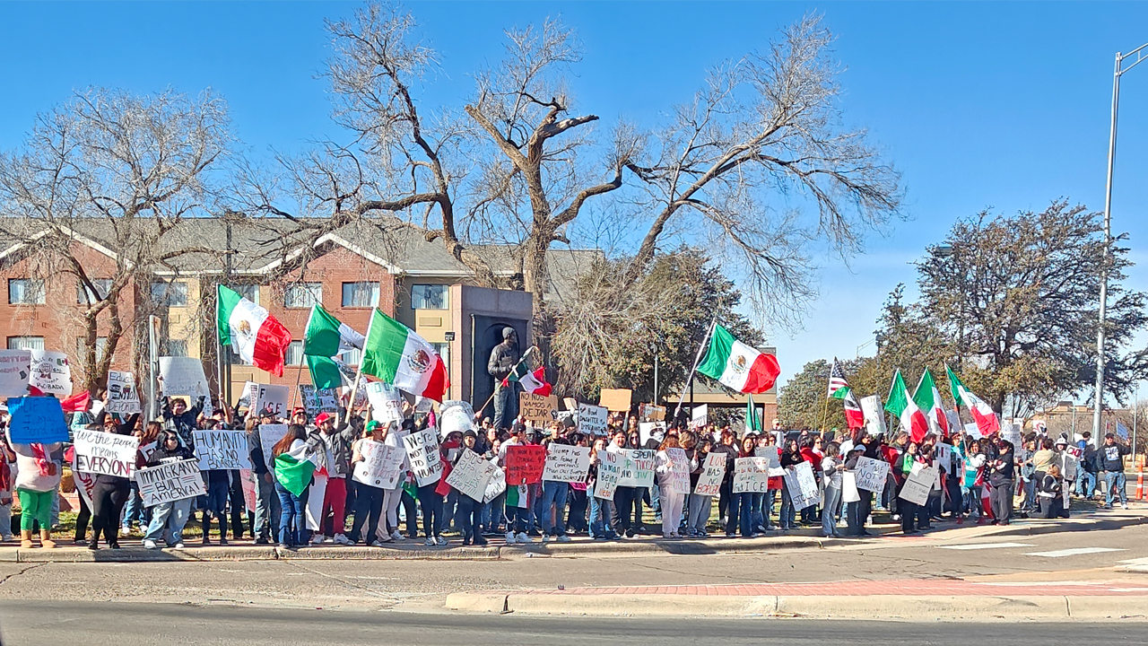 Immigration protest in Lubbock, Texas.