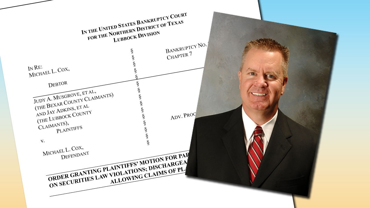 Mike Cox bankruptcy court ruling