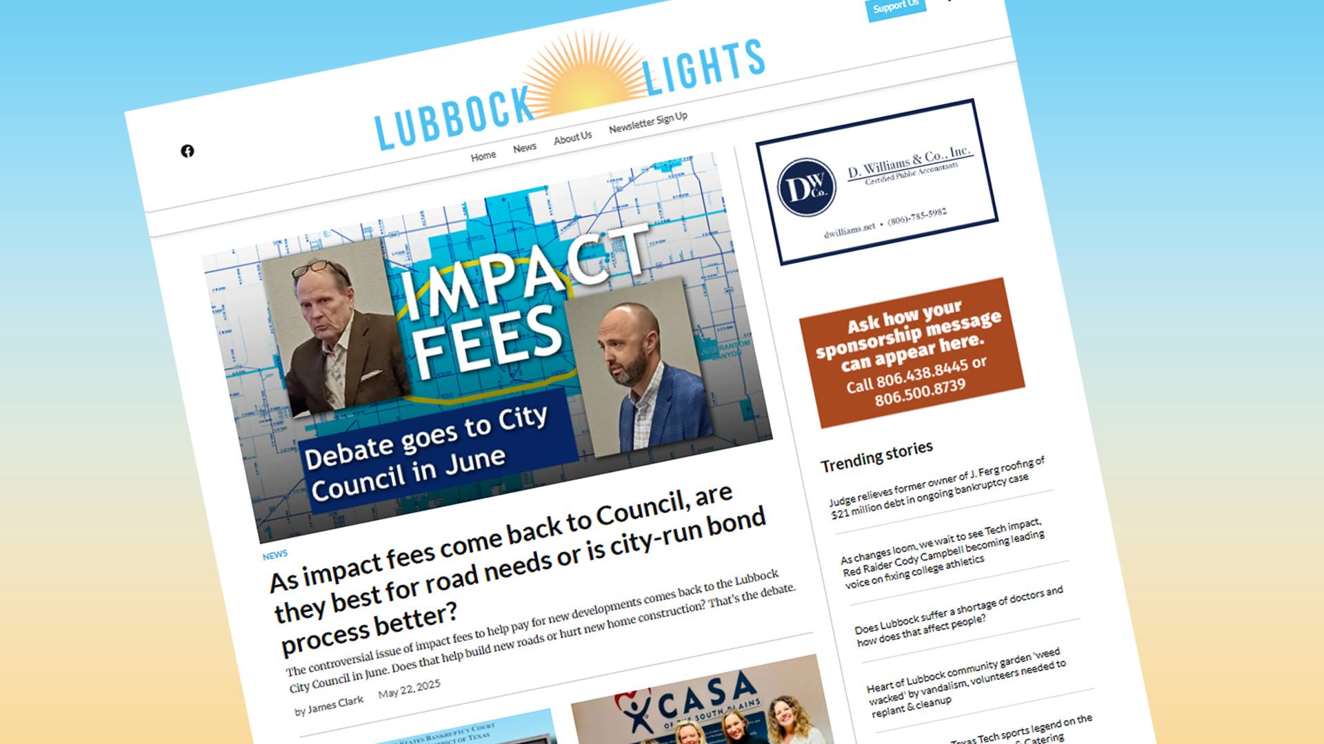 Screen capture of Lubbock Lights homepage