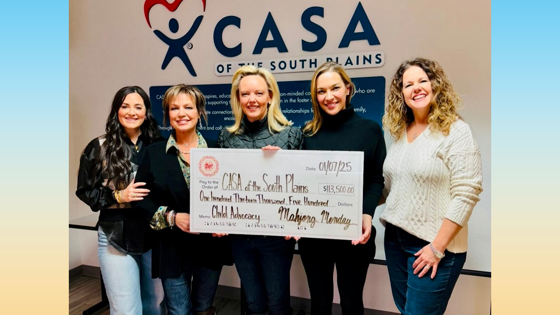 Mahjong Monday donation to CASA in Lubbock, Texas